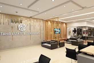design your office interior, commercial space interior and exterior