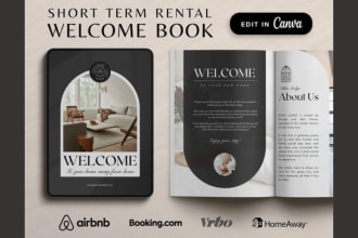 provide airbnb welcome book template house host manual guidebook template canva