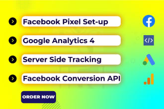 set up facebook pixel, conversion API, and google tag manager for advanced track