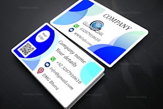 design business card with qr code, letterhead and stationery all items