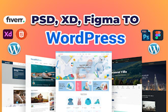 convert figma, xd, psd ,html to wordpress website design