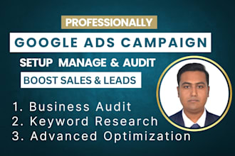 be google ads campaign manager for adwords PPC ads audit optimization and setup