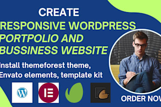 create wordpress portfolio website, bussiness website, envato element kit expert