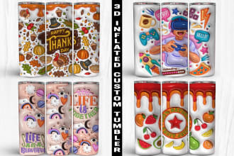 do custom 3d inflated 20oz 30oz tumbler wrap sublimation design