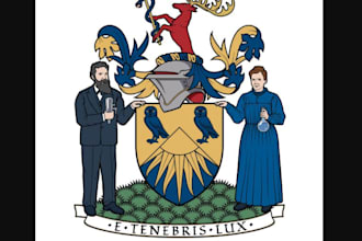 give professional logo about family crest, heraldic, coat of arms, crown