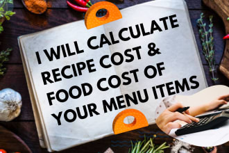 calculate recipe, food cost and set selling price of restaurant food menus