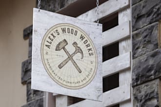 design fascinating carpentry, furniture, handyman, wood and woodworking logo