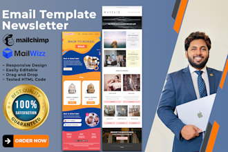 develop editable mailchimp and mailwizz email template newsletter
