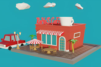model low poly 3d environment for unreal or unity