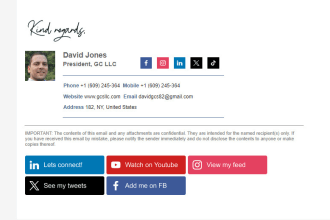 make clickable email signature or HTML email signature for gmail, outlook, mac