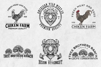 do a vintage hand drawn western logo or t shirt