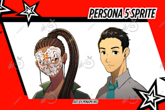 draw your portrait as persona 5 sprite