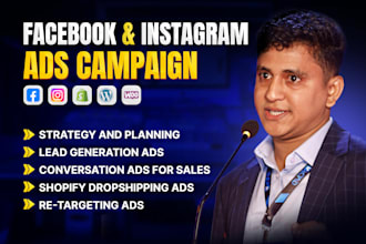 do facebook and instagram ads campaign, run shopify fb ads, for leads and sales