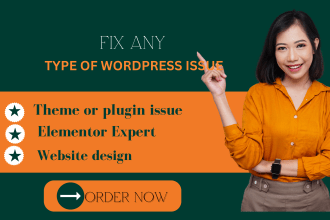 fix wordpress website issues error bugs,HTML CSS,elementor pro divi expert help