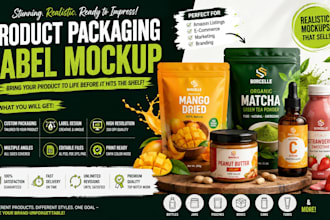 create modern product packaging label mockup