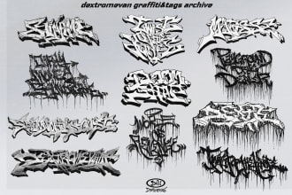 make graffiti tags logotype for hc beatdown and hiphop band