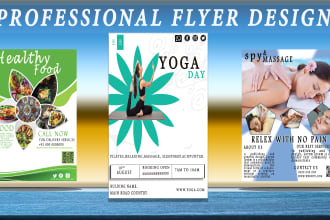 create food, yoga, spa massage flyer design