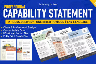 design a professional and minimalist capability statement in 2hr