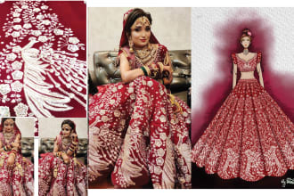 do bridalwear embroidery sketches sewing patterns  instructions, tech pack