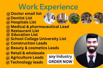 do dentists hospitals restaurants doctors contact email list any industry
