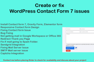 create or fix contact form 7 issues for wordpress website