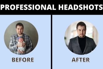 do professional headshots, corporate headshot photo edit, and retouch
