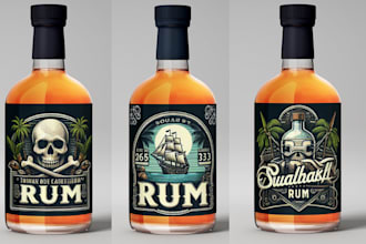 design modern label for vodka, whiskey, gin, wine, liquor, rum and bottle label