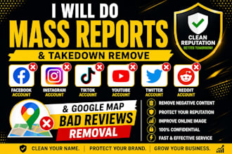 takedown harassing remove copyright mass report facebook instagram youtube dmca