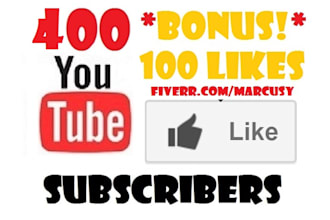 add 400 Real YouTube Subscribers, 100 YT Likes