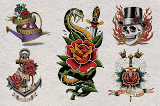 draw american traditional tattoo unique design by request