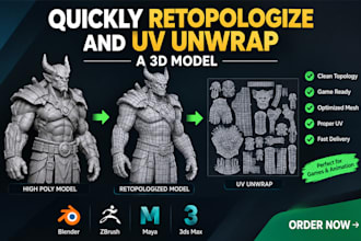 quickly retopologize and uv unwrap a 3d model