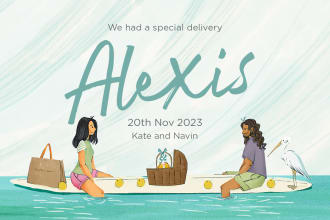illustrate a baby birth announcement card for you