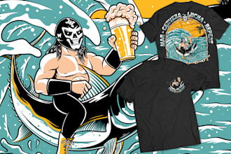create cartoon graphic t shirt design for merchandise brand