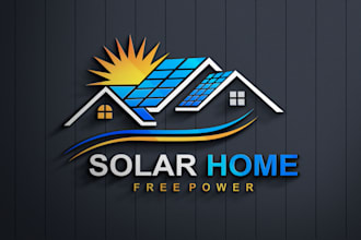 modern solar panel, power, energy, electrical company logo design