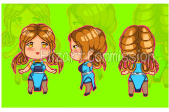 drawing and design a chibi reference sheet with cute anime style as your request