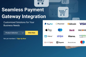 integrate paypal, stripe and  any other payment gateway into your website