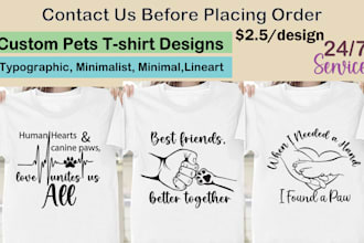 create amazing minimalist dogs cats pets tshirt designs