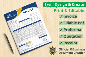 create custom fillable pdf form, invoice, proforma, quotation, receipt