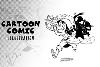 make an attractive black cartoon illustration