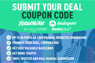 manually submit coupon code upto 150 coupon submission sites
