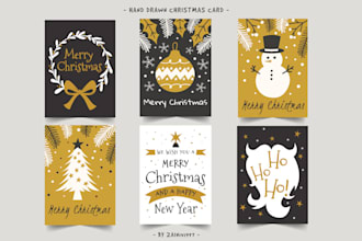 design festive custom christmas cards, hand drawn holiday invitations for you