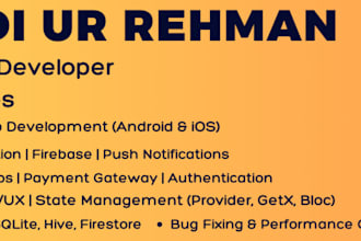 develop full stack flutter app with firebase and API integration