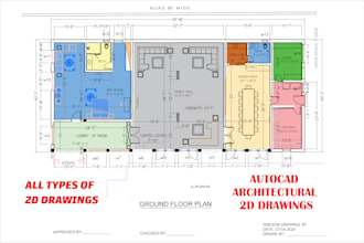 prepare architect floor plans drawings of building in autocad with scale