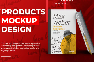 design 3d mockups for cosmetics, books, and digital products