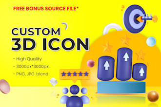 design custom amazing 3d icon for business website and apps