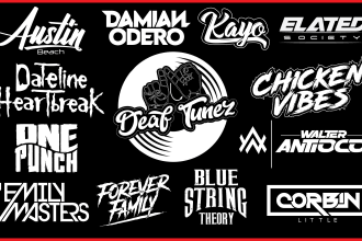 design dj band music, brand , rock, hip hop  typography or company logo