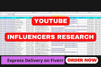 collect youtube influencers list for you and your business