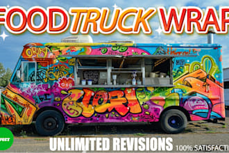 design food van wrap, food trailer wrap ,or stylish food truck design