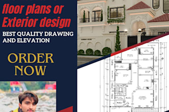 create architectural 2d floor plane or 3d exterior design