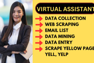 do fastest data collection, entry, web research, email scraping, web scraping